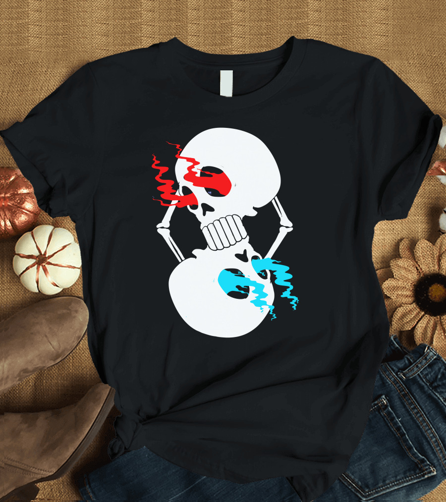 Infinity Skull Double Loop Skeleton Red and Blue Eyes T-Shirt