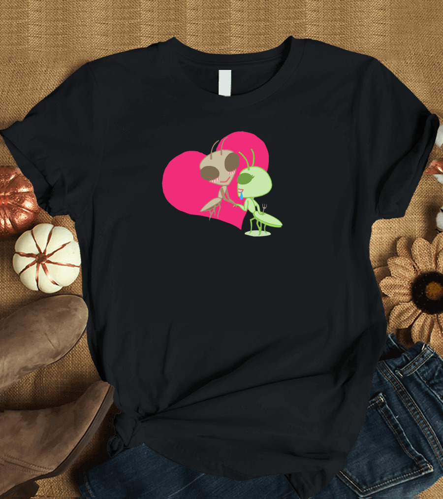 Kawaii Valentines Praying Mantis Heart Love Cute Insect T-Shirt