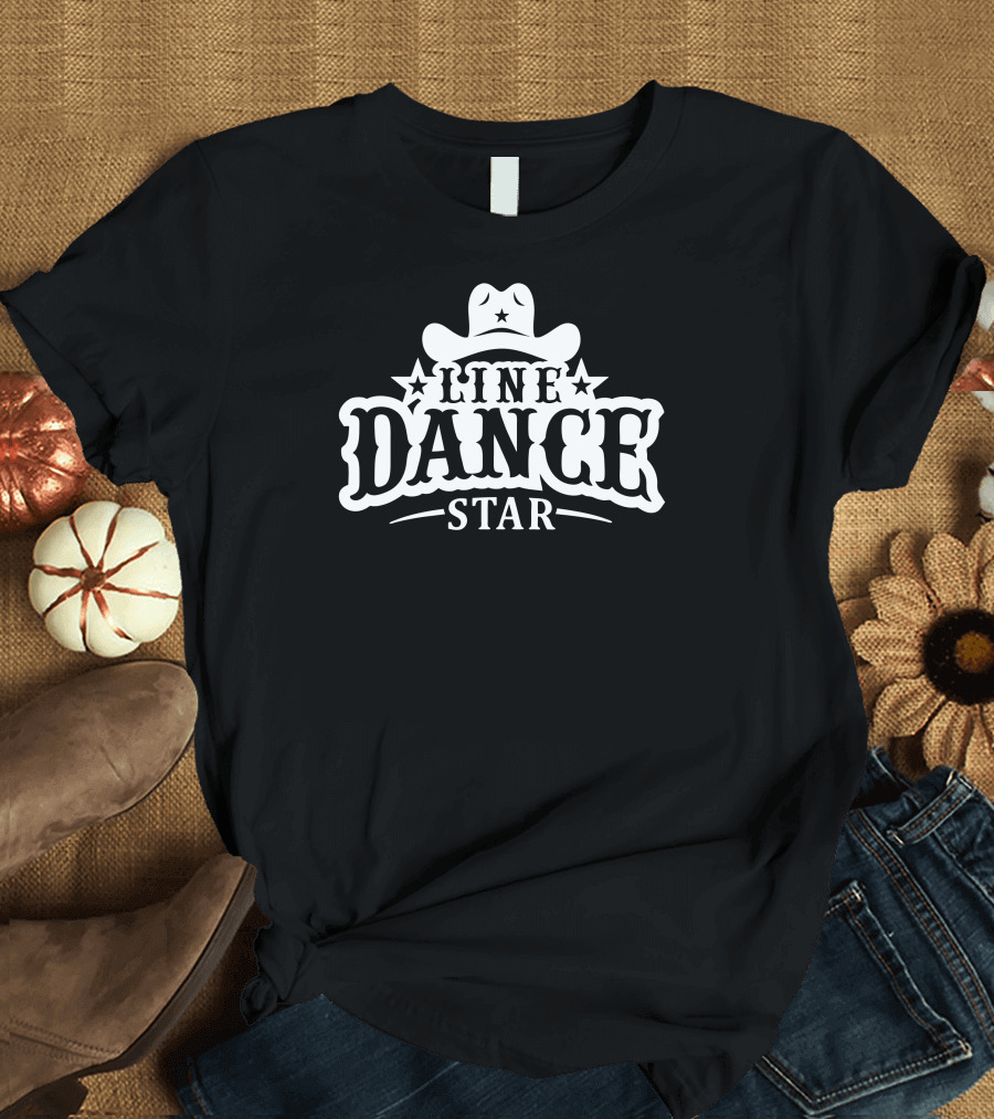 Line Dance Star Cowboy Hat and Stars T-Shirt