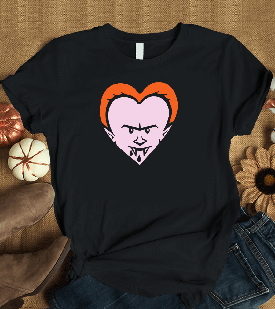 Love Is A Vampire Heart-Shaped Dracula Face T-Shirt
