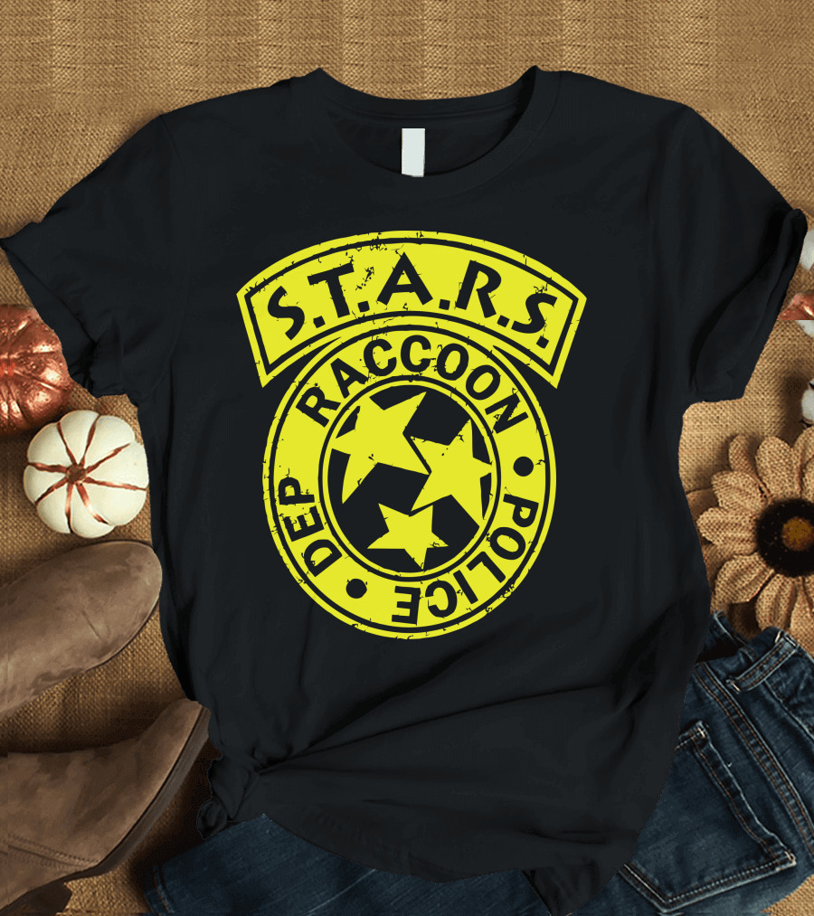 S.T.A.R.S. Raccoon Police Dept Badge Symbol with Stars T-Shirt