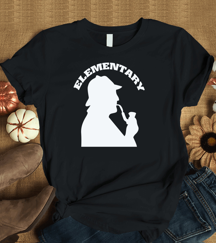 Sherlock Holmes Elementary Silhouette with Pipe T-Shirt