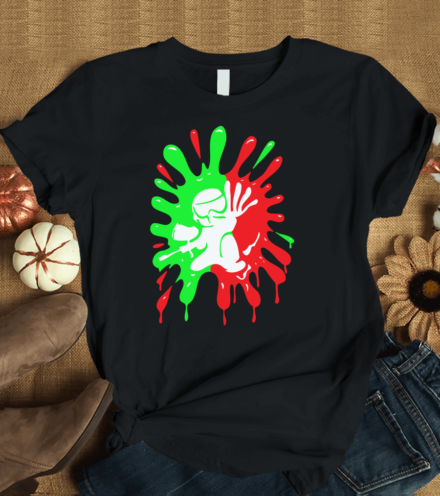 Shot Splatter Paintball Icon Red Green Splat T-Shirt