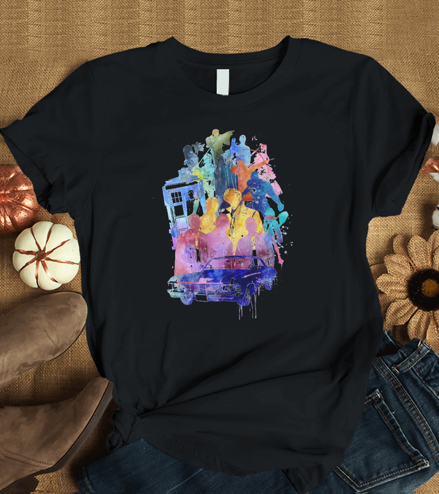 Super Fandom Collage Tardis Impala Icons T-Shirt