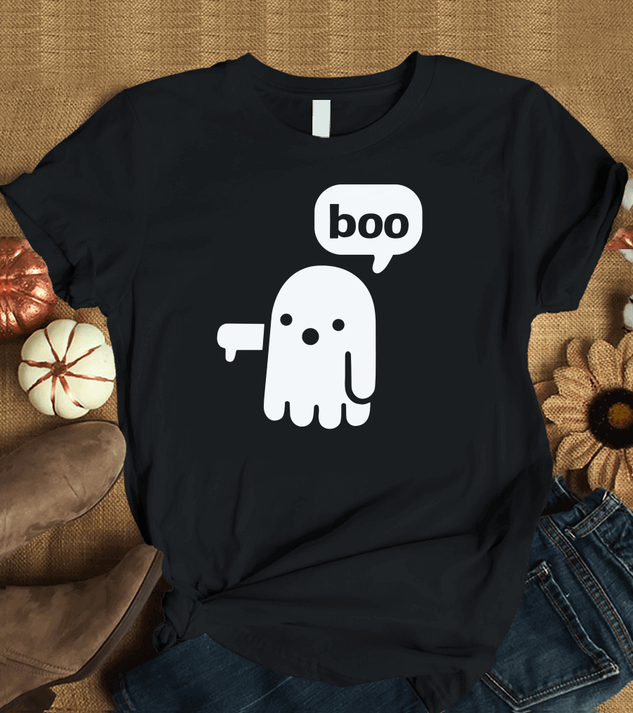 Boo Ghost with Speech Bubble and Thumbs Down T-Shirt