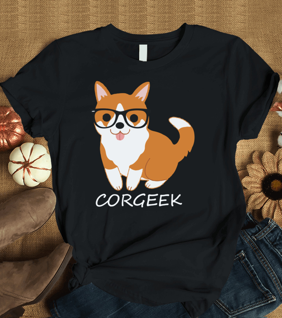 Corgeek Glasses Corgi Cute Dog Nerdy Fun T-Shirt