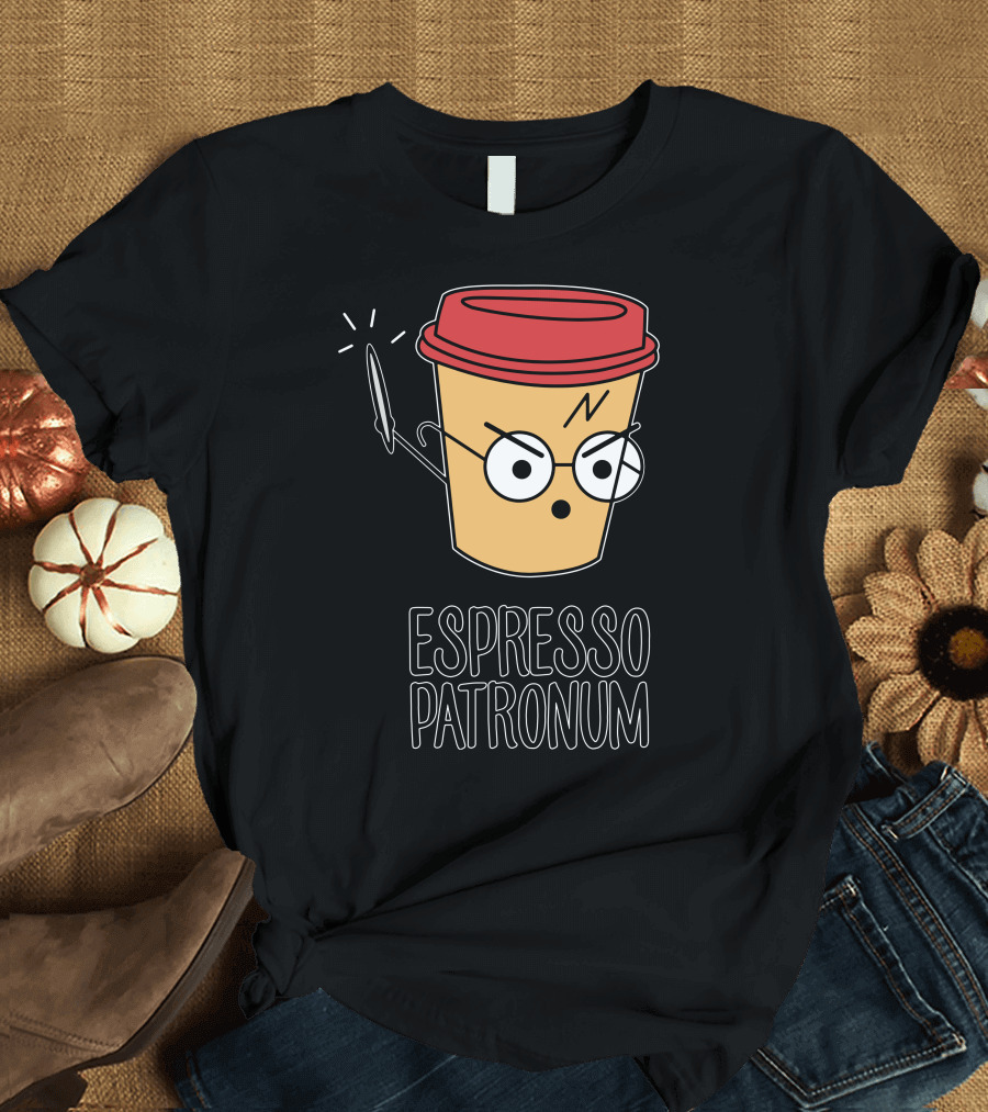 Espresso Patronum Coffee Wizard Cup Magic Wand Glasses T-Shirt