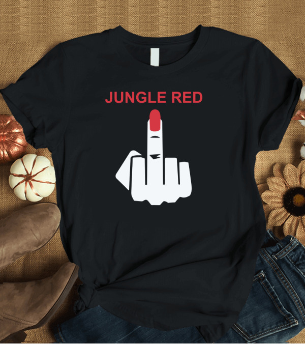 T-Shirt: Jungle Red Middle Finger Gesture T-Shirt Jungle Red Middle Finger Gesture T-Shirt