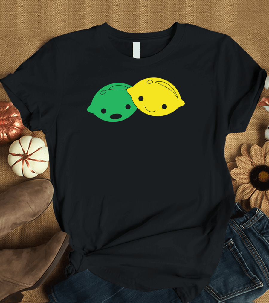 Lemon Lime Cartoon Fruit Faces T-Shirt