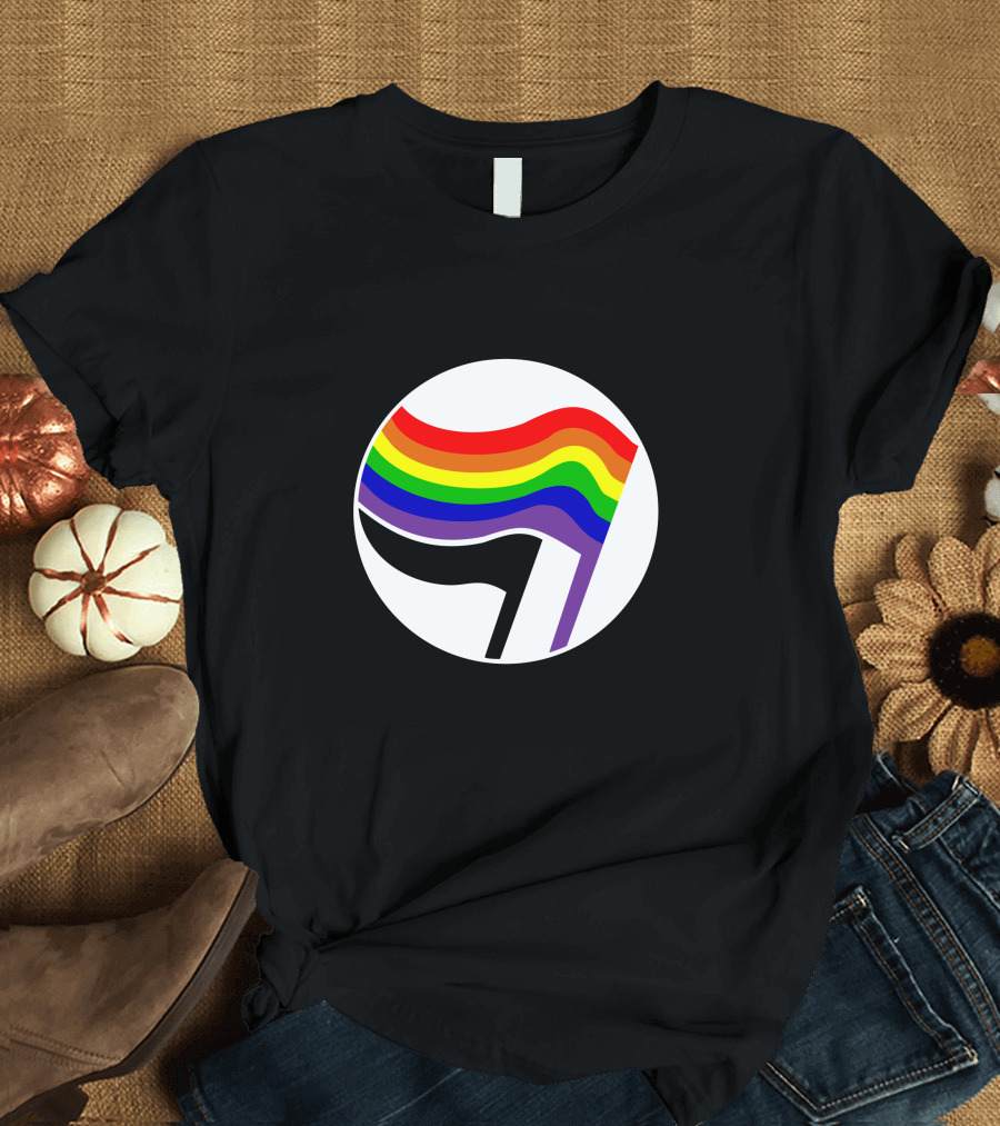 Rainbow Antifa Pride Flag Emblem T-Shirt