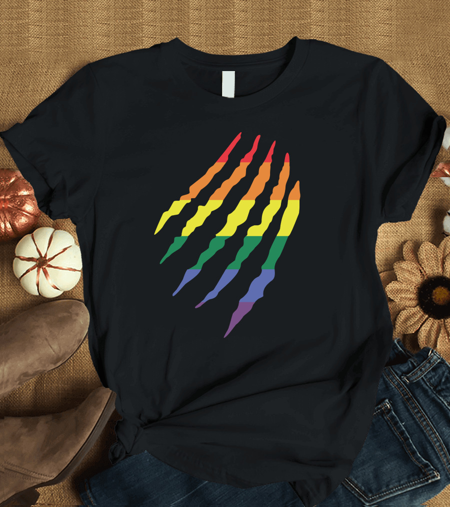Rainbow Claw Mark Stripes T-Shirt