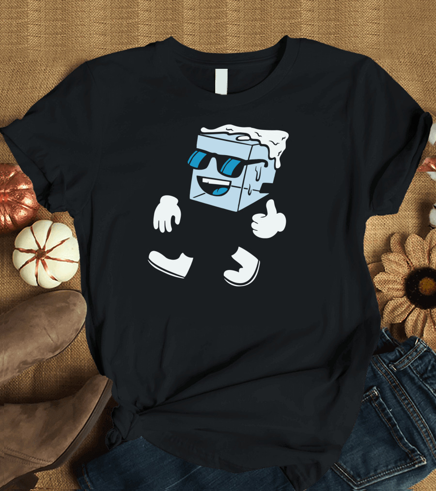 Mister Cool Ice Cube Character with Sunglasses and Thumbs Up T-Shirt