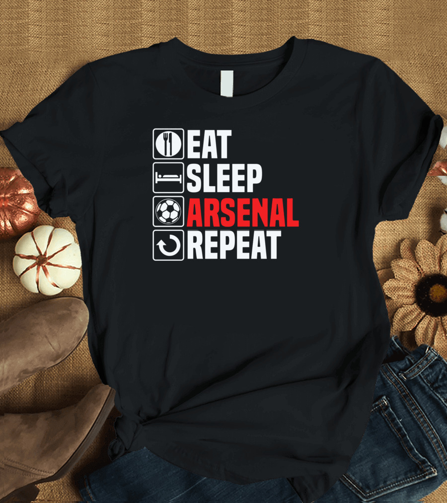 Eat Sleep Arsenal Repeat Football Icons Classic Routine T-Shirt