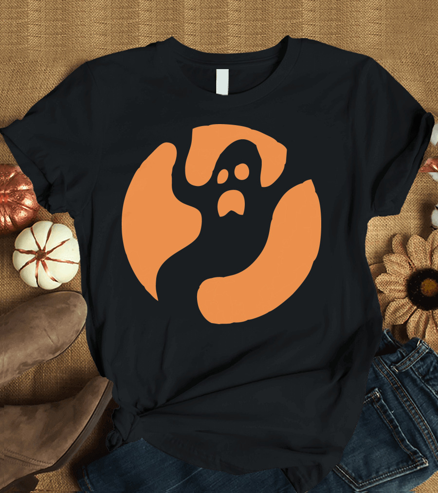 Halloween Ghost Icon in Orange Circle T-Shirt