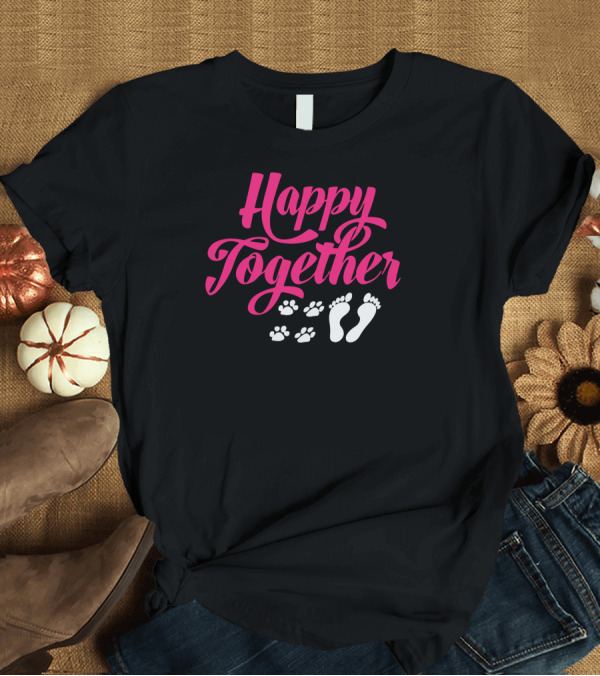 T-Shirt: Happy Together Paw Prints and Footprints T-Shirt Happy Together Paw Prints and Footprints T-Shirt