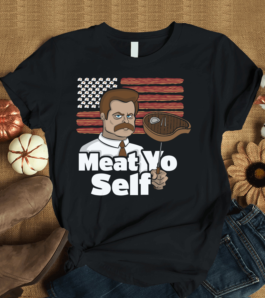 Meat Yo Self Grilled Steak USA Flag 백넘버 1 Solidarity T-Shirt