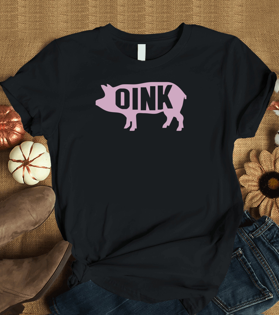 Oink Pig Silhouette Pink T-Shirt
