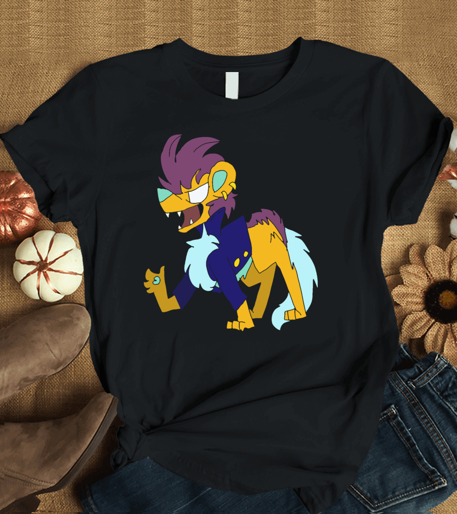 Malumian Fierce Purple-Mane Creature in Blue Jacket T-Shirt