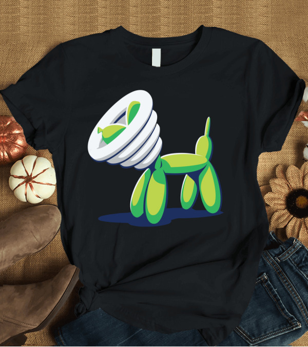 T-Shirt: Balloon Dog with Green Cone of Shame Lamp Head T-Shirt Balloon Dog with Green Cone of Shame Lamp Head T-Shirt