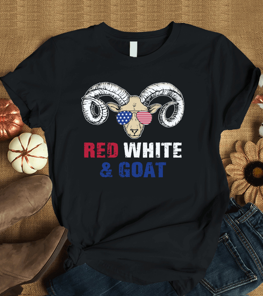 Red White and Goat 4th of July Veteran DD 214 Coast Guard T-Shirt