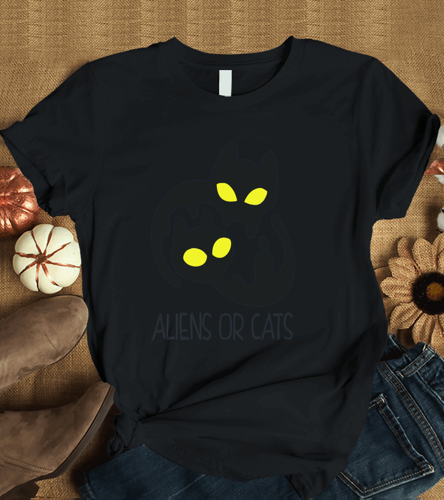 ALIENS OR CATS Yellow Eyes Dark Mystique T-Shirt