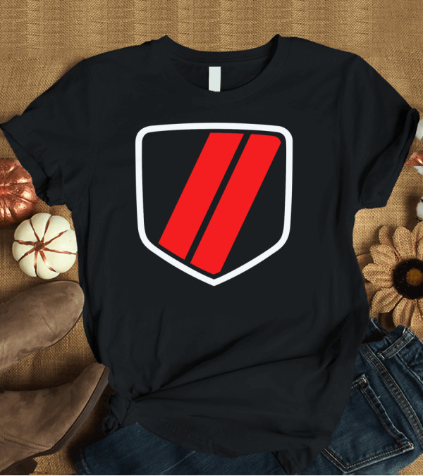 T-Shirt: American Muscle Stripe Red Shield Emblem T-Shirt American Muscle Stripe Red Shield Emblem T-Shirt