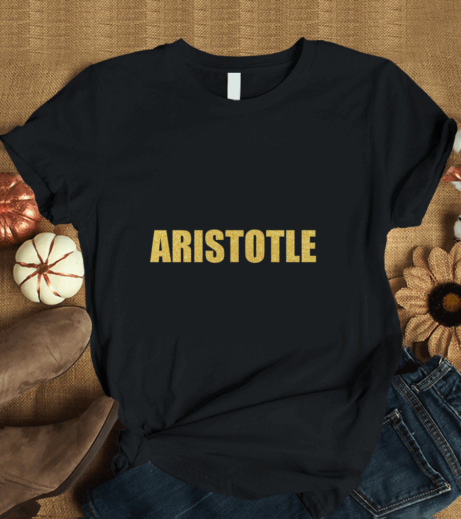 Aristotle Quality Mask Golden Text T-Shirt