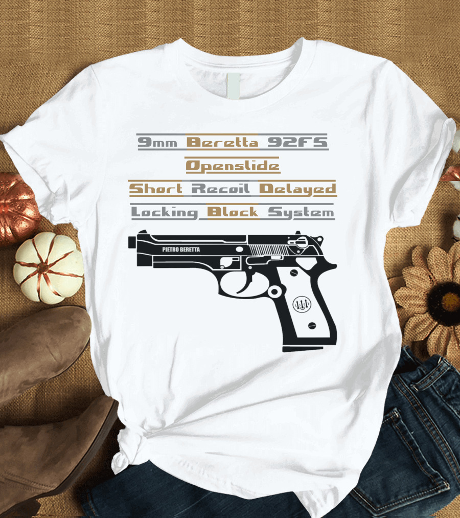 9mm Beretta 92FS Openslide Short Recoil Delayed Locking Block System T-Shirt