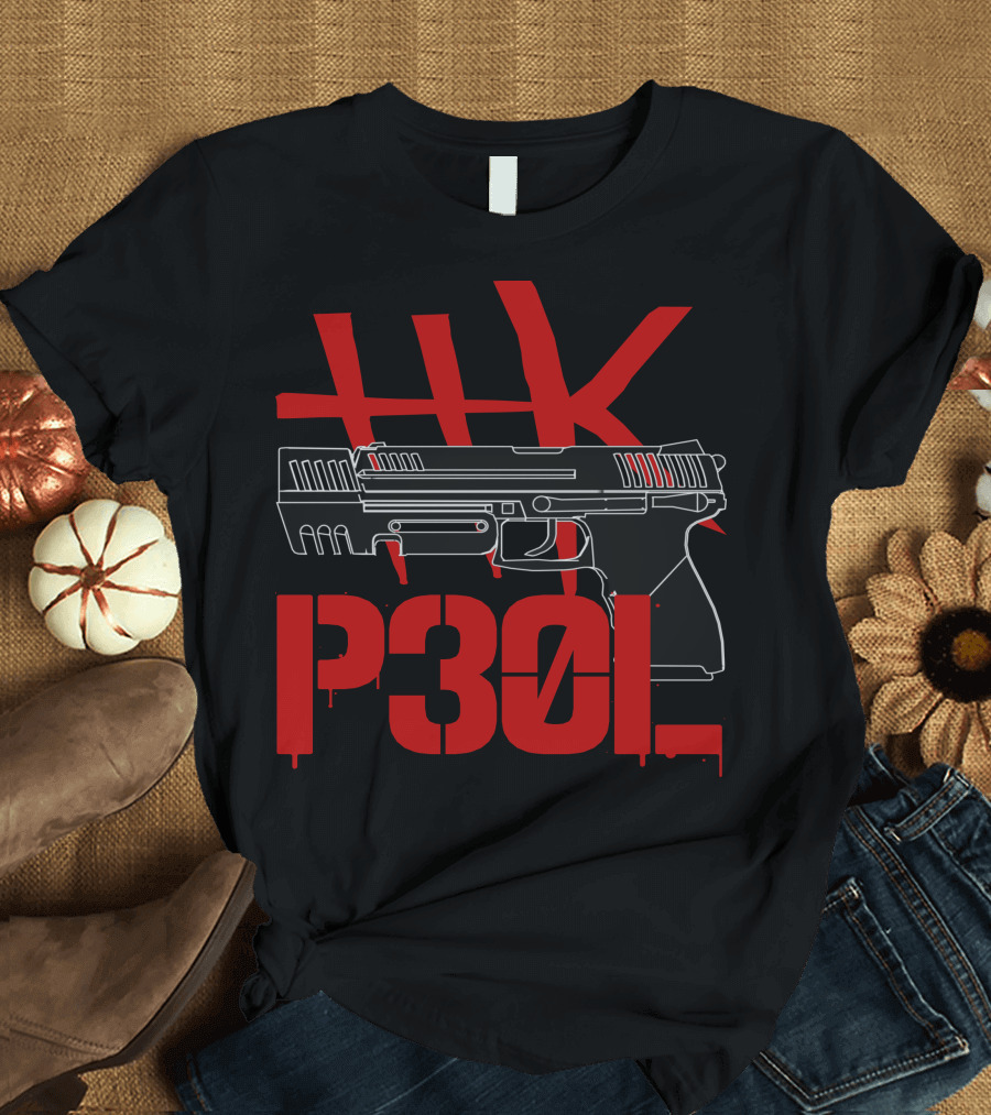 HK P30L Handgun Outline in T-Shirt