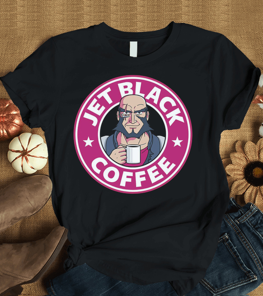 Jet Black Coffee Anime Character Holding Mug T-Shirt
