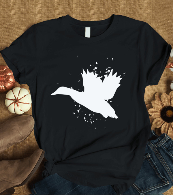 T-Shirt: Mallard Duck Silhouette in Flight with Abstract Accents T-Shirt Mallard Duck Silhouette in Flight with Abstract Accents T-Shirt