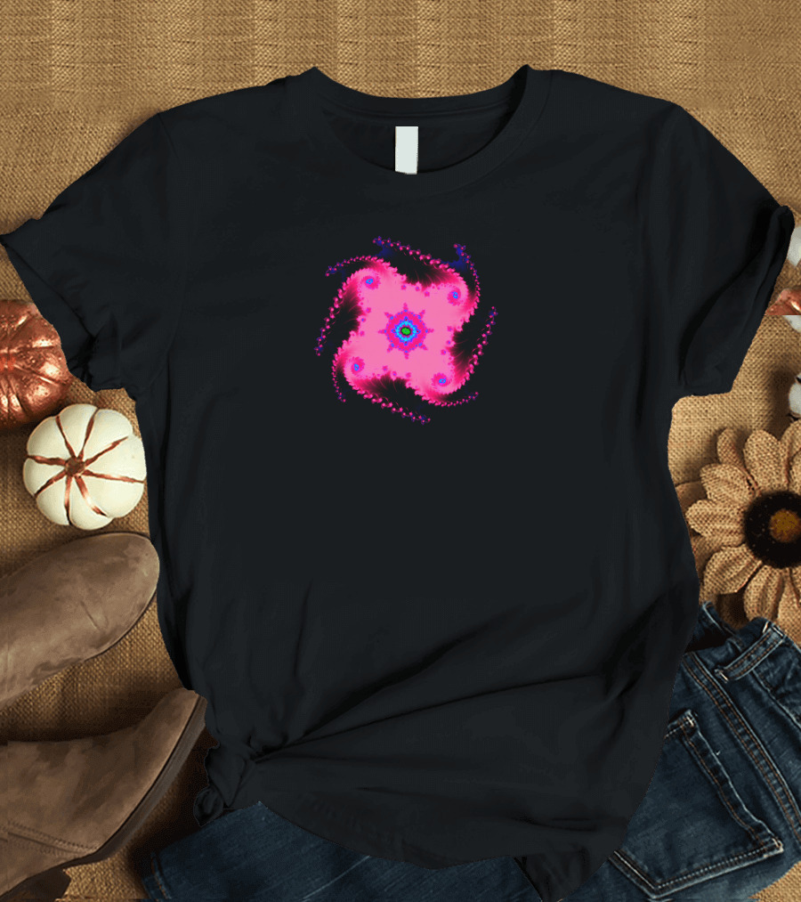 Pink Fractal Spiral Abstract T-Shirt