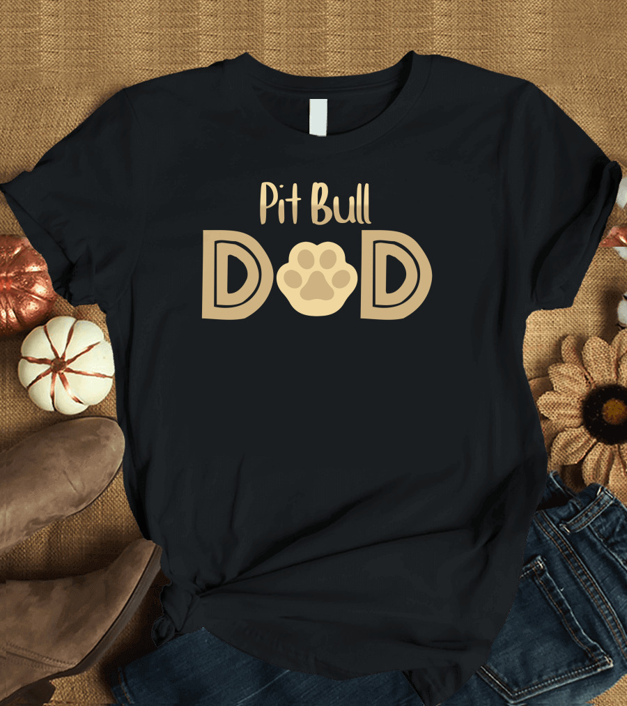 Pit Bull Dad Paw Prints T-Shirt