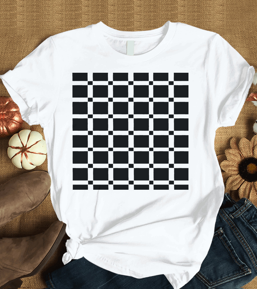Quadri Black and Dark Gray Checkered T-Shirt