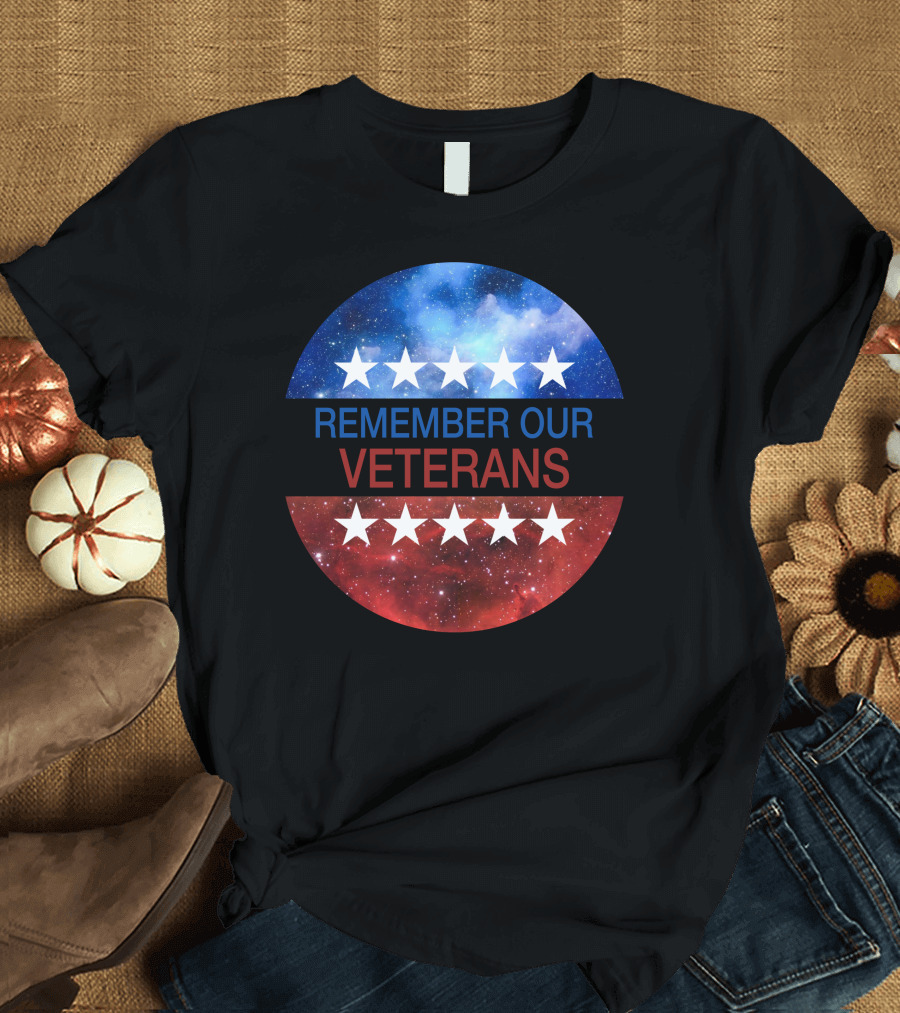 Remember Our Veterans Stars and Galaxy Circle T-Shirt