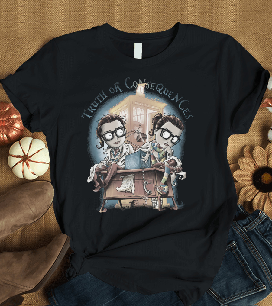 Truth Or Consequences Police Box Time-Travel Desk Duo T-Shirt
