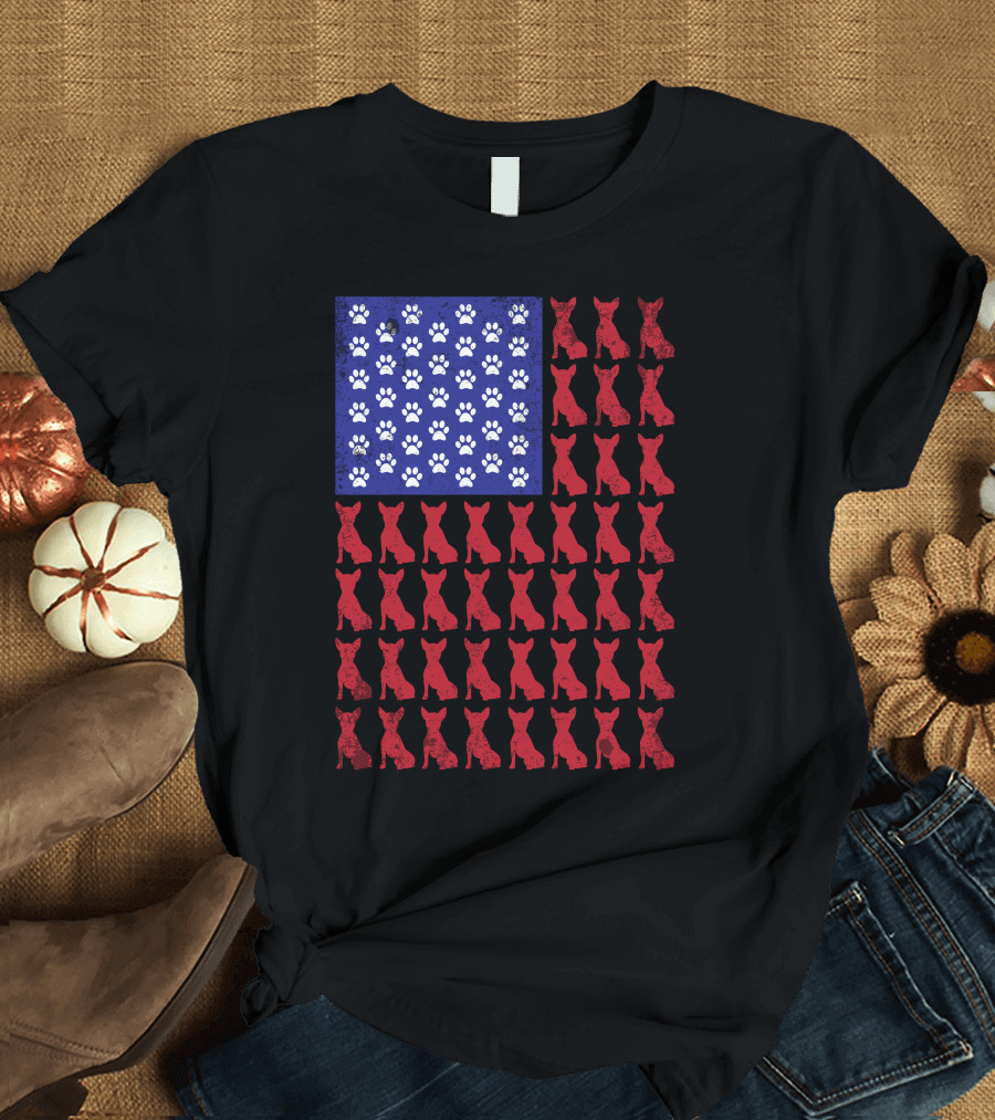 Chihuahua Paw Print American Flag 4th of July Patriotic T-Shirt