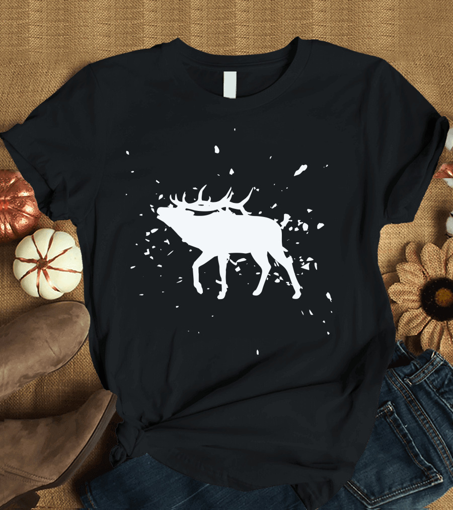 Elk Hunt Hunter Silhouette Explosion T-Shirt