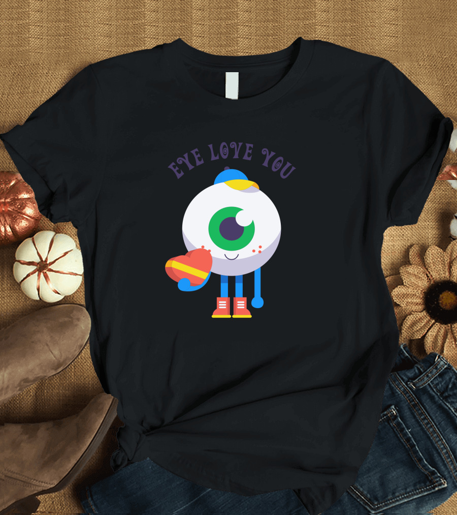 EYE LOVE YOU Rainbow Heart Eyeball Cartoon T-Shirt