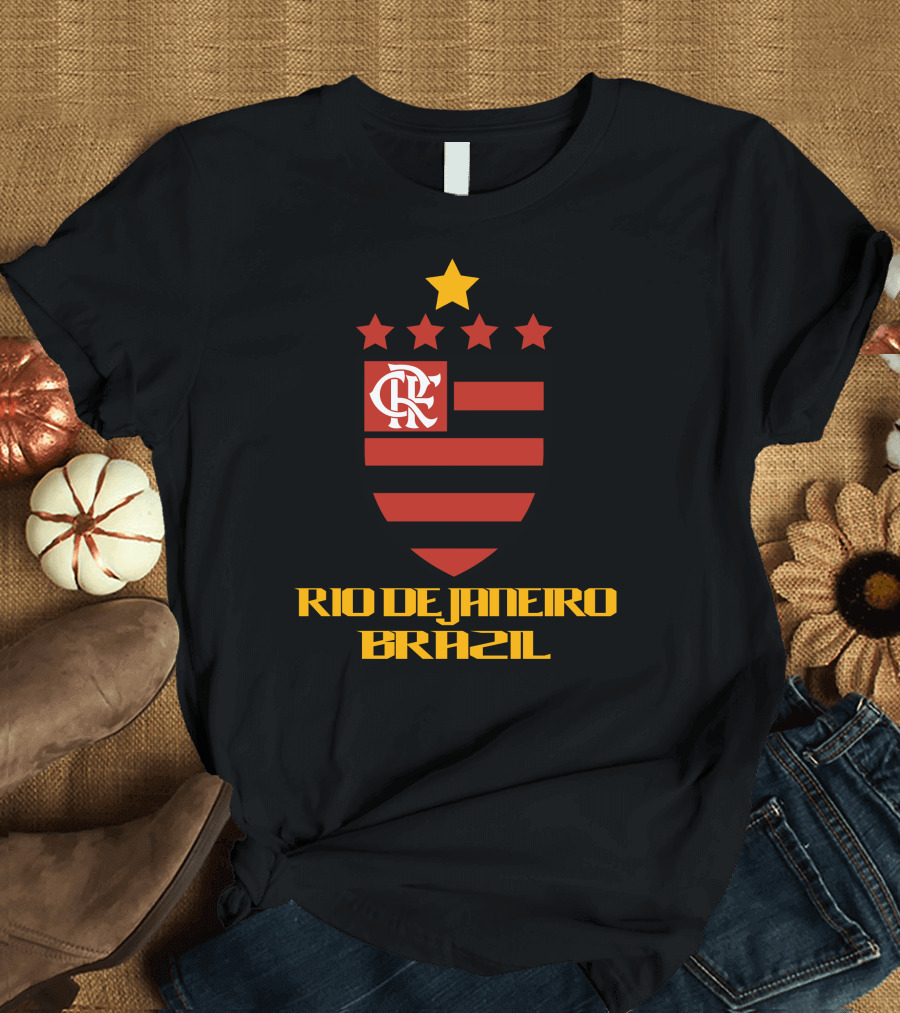 CR Flamengo Rio de Janeiro Brazil Crest and Stars T-Shirt