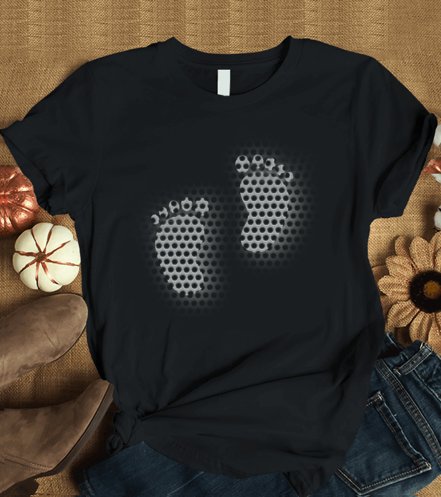Footprint Pattern Mesh T-Shirt