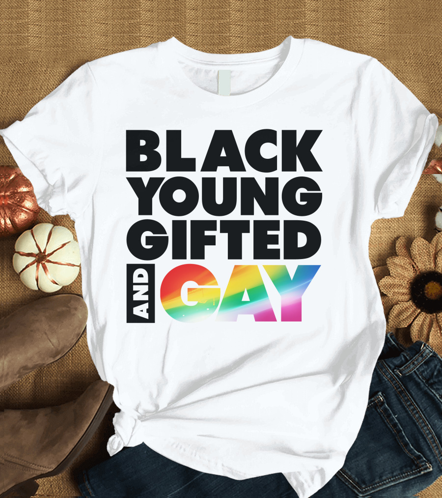 BLACK YOUNG GIFTED AND GAY RAINBOW T-Shirt