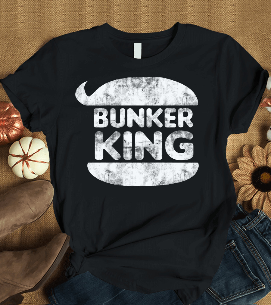 Bunker King White Funny Parody Burger T-Shirt
