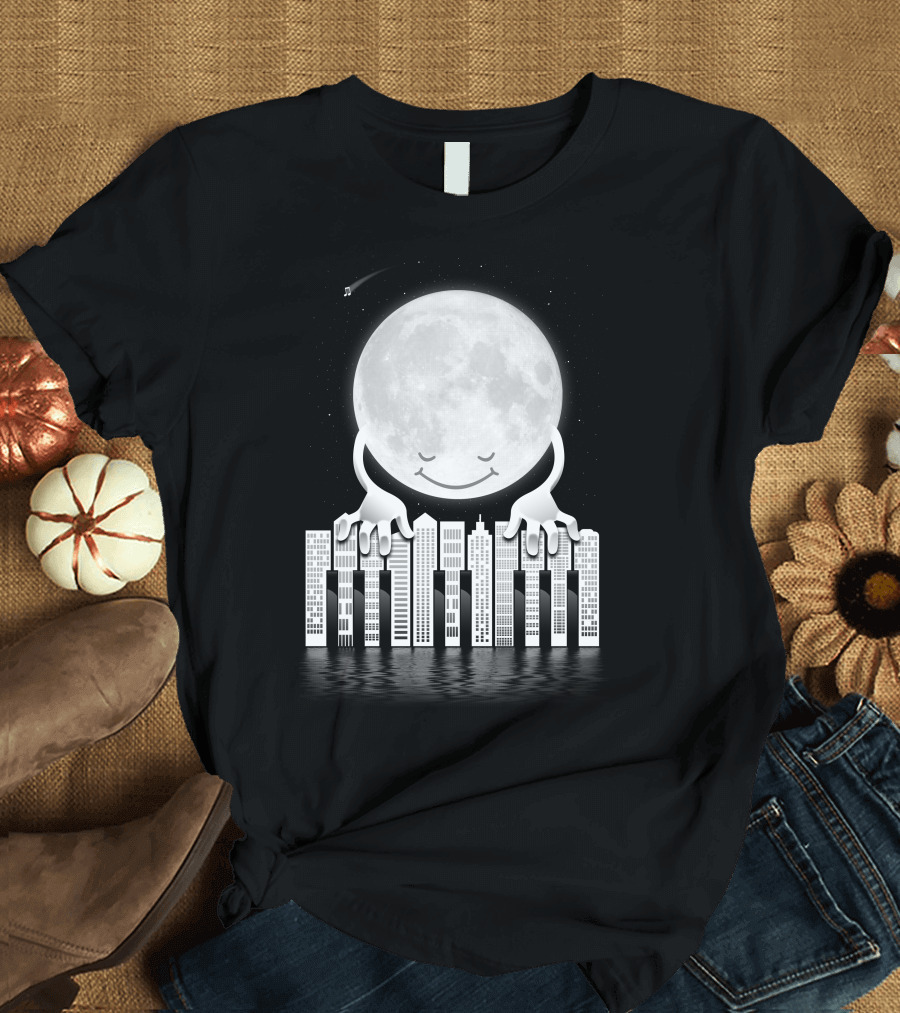 City Tunes Moon Embrace Skyline Harmony T-Shirt