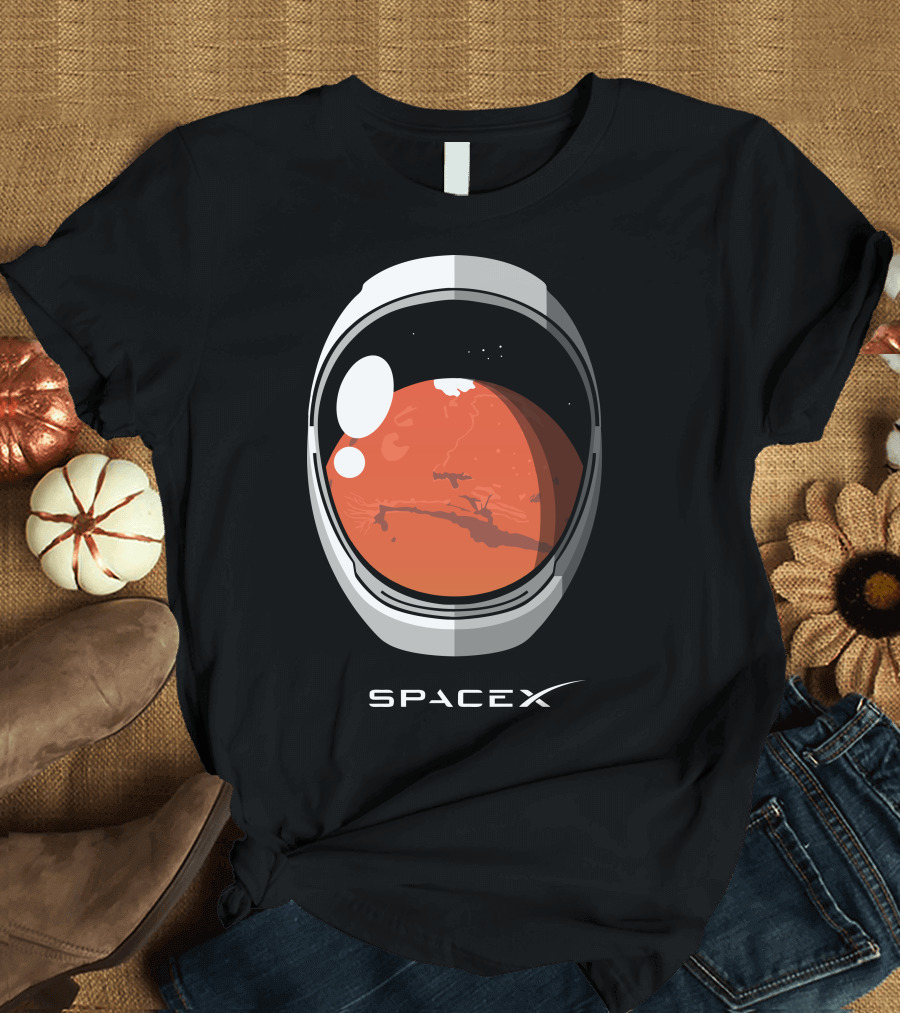SpaceX Falcon Mars Astronaut Helmet Reflection T-Shirt