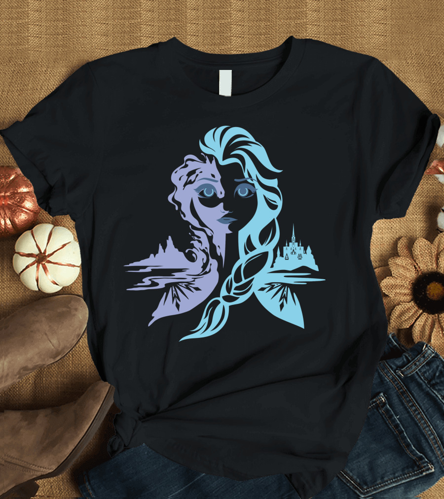 Frozen Elsa Ice Princess Dual Castle Landscape T-Shirt