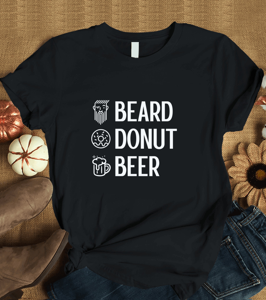 Beard Donut Beer Lover Funny Checklist Cute Donut Lover T-Shirt