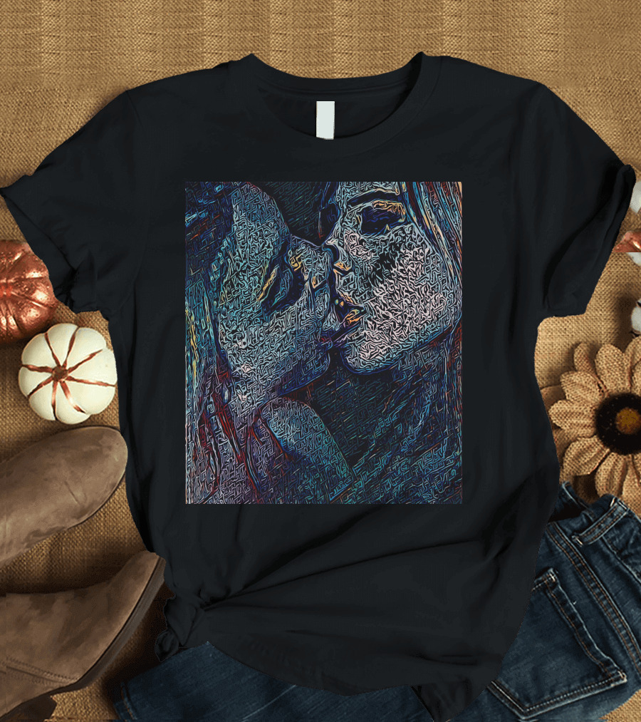 Neon Kiss Abstract Lovers T-Shirt