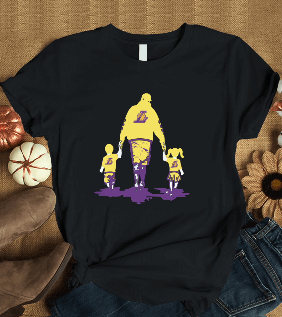 A Son's First Hero A Daughter's First Love Dad Lakers Gold and Purple T-Shirt