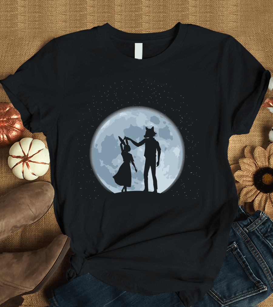 Dancing Silhouettes Under the Full Moon with Starry Night Sky T-Shirt